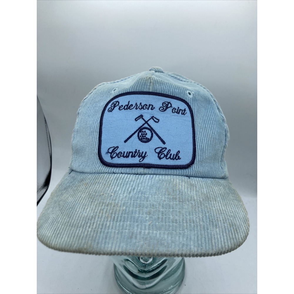 Vintage Pederson Point Country Club Corduroy Snapback Hat Light Blue Golf Cap